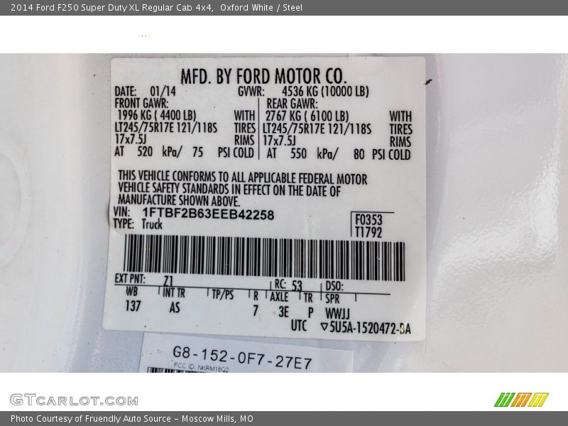 Oxford White / Steel 2014 Ford F250 Super Duty XL Regular Cab 4x4