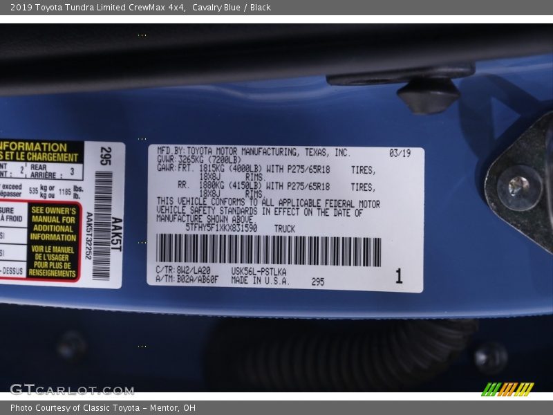 Cavalry Blue / Black 2019 Toyota Tundra Limited CrewMax 4x4