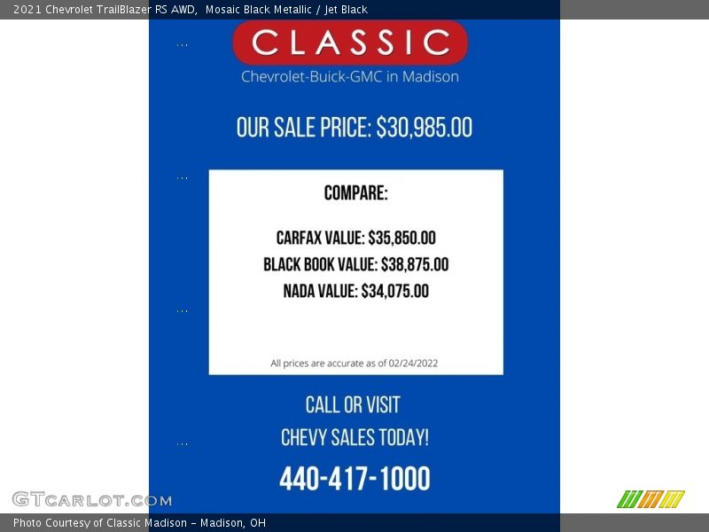 Mosaic Black Metallic / Jet Black 2021 Chevrolet TrailBlazer RS AWD