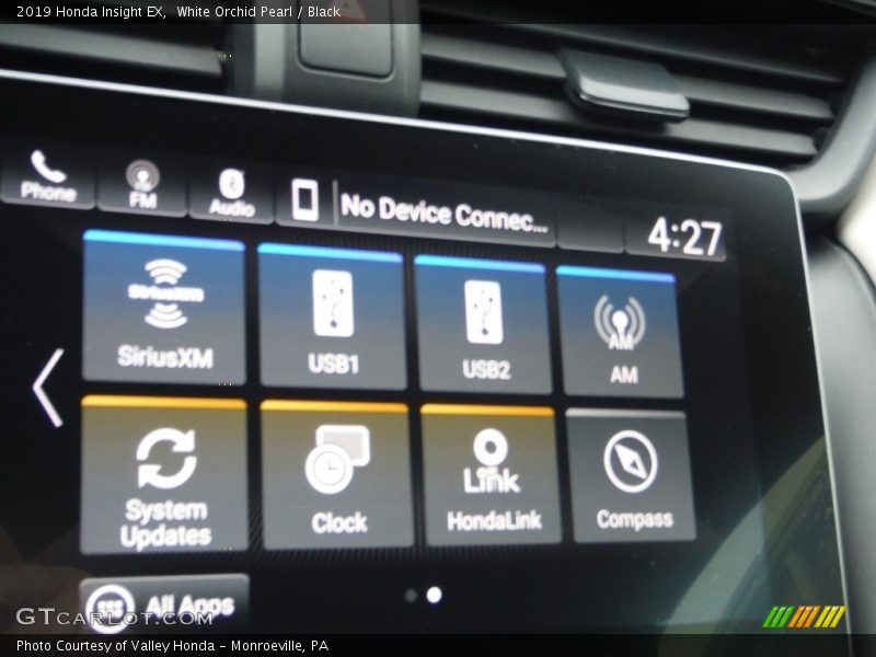 White Orchid Pearl / Black 2019 Honda Insight EX