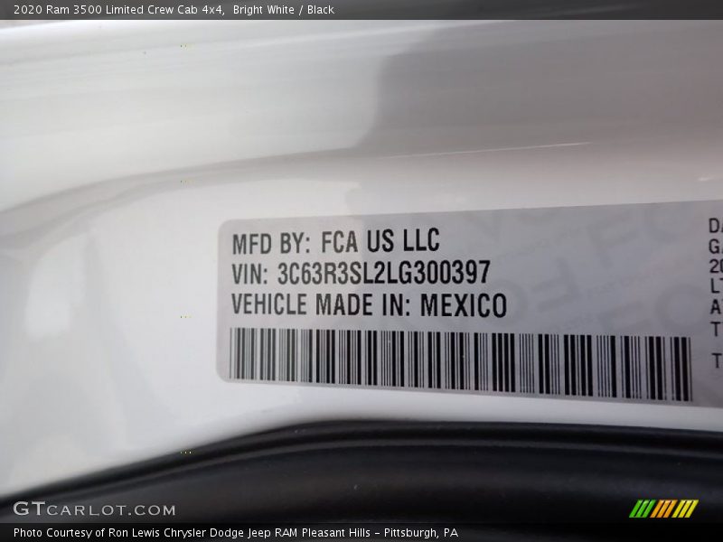 Bright White / Black 2020 Ram 3500 Limited Crew Cab 4x4