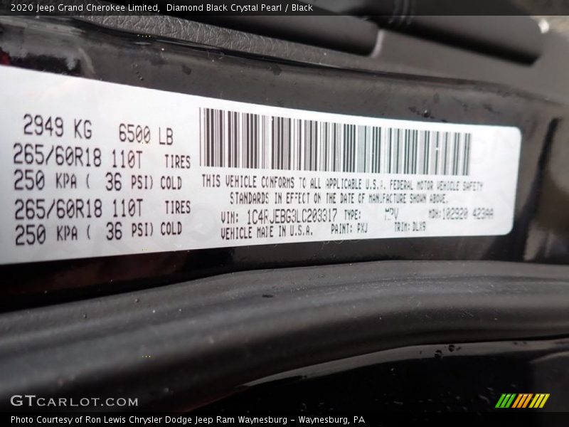 Diamond Black Crystal Pearl / Black 2020 Jeep Grand Cherokee Limited
