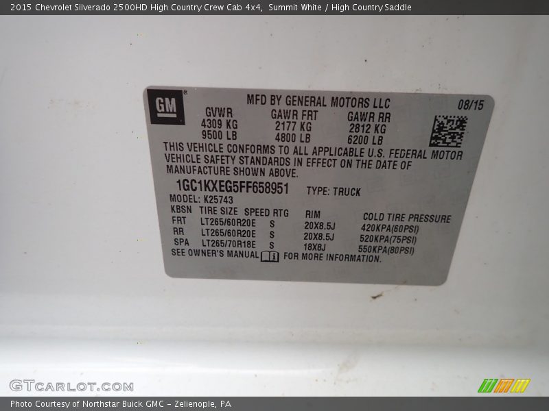 Summit White / High Country Saddle 2015 Chevrolet Silverado 2500HD High Country Crew Cab 4x4