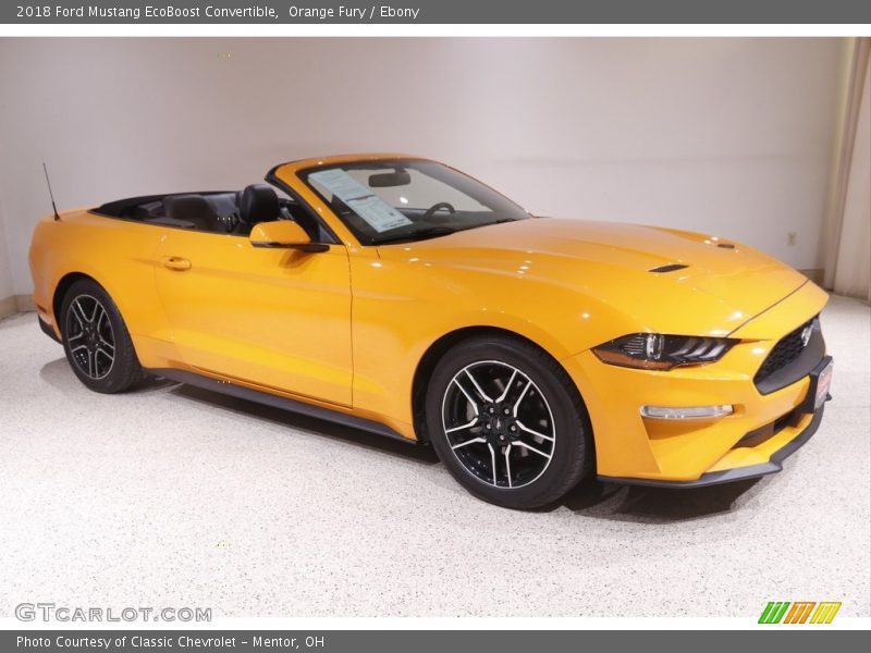 Orange Fury / Ebony 2018 Ford Mustang EcoBoost Convertible