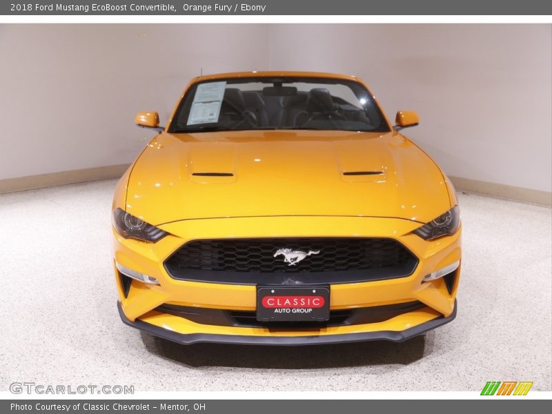 Orange Fury / Ebony 2018 Ford Mustang EcoBoost Convertible