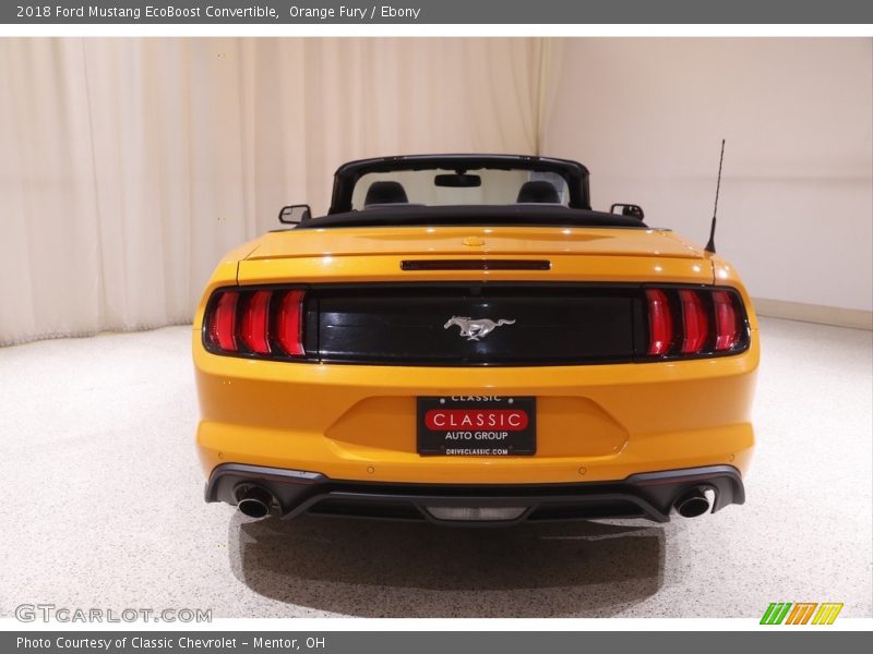 Orange Fury / Ebony 2018 Ford Mustang EcoBoost Convertible