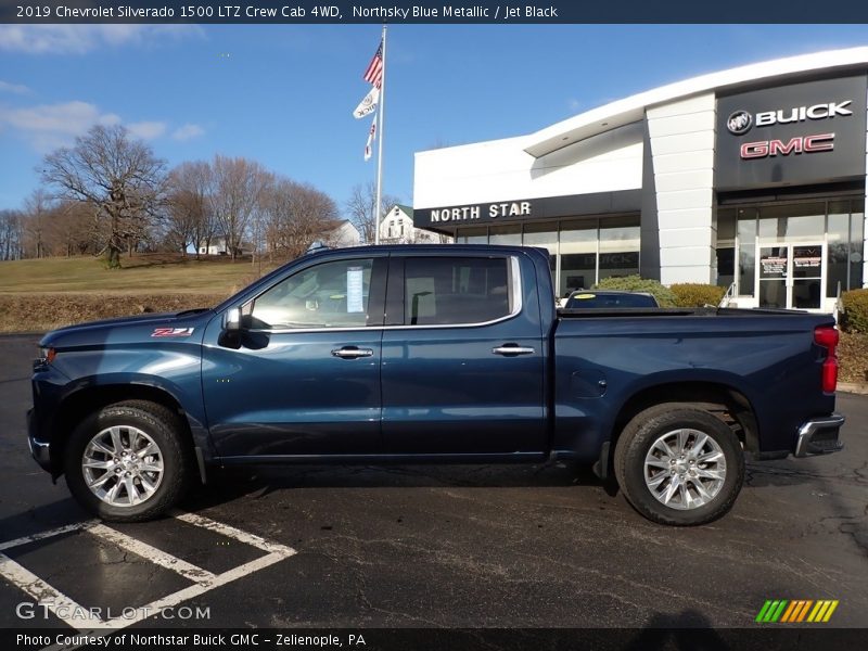 Northsky Blue Metallic / Jet Black 2019 Chevrolet Silverado 1500 LTZ Crew Cab 4WD
