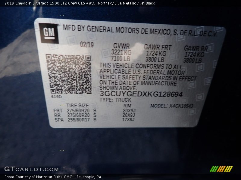 Northsky Blue Metallic / Jet Black 2019 Chevrolet Silverado 1500 LTZ Crew Cab 4WD