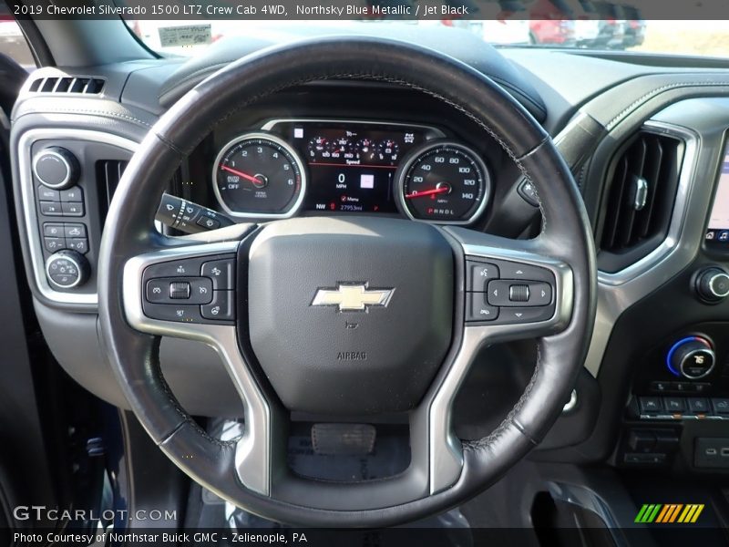 Northsky Blue Metallic / Jet Black 2019 Chevrolet Silverado 1500 LTZ Crew Cab 4WD