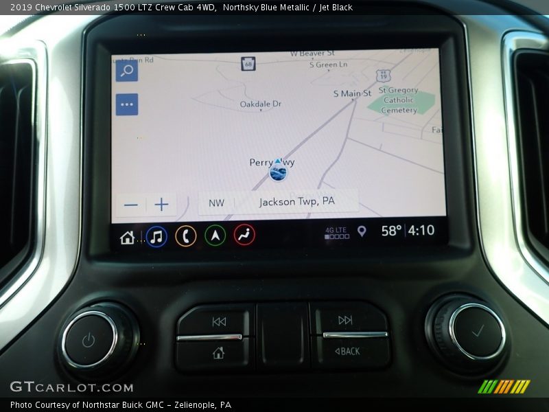 Northsky Blue Metallic / Jet Black 2019 Chevrolet Silverado 1500 LTZ Crew Cab 4WD