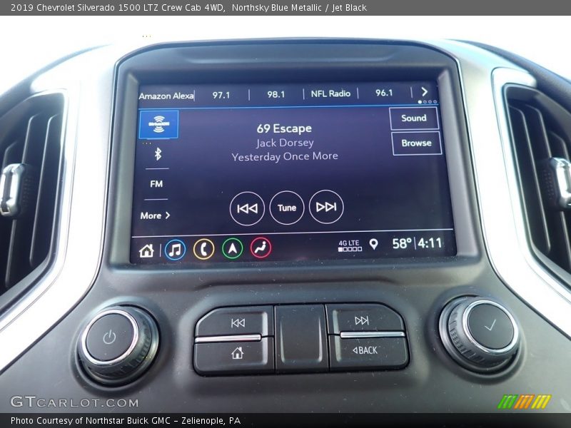 Northsky Blue Metallic / Jet Black 2019 Chevrolet Silverado 1500 LTZ Crew Cab 4WD