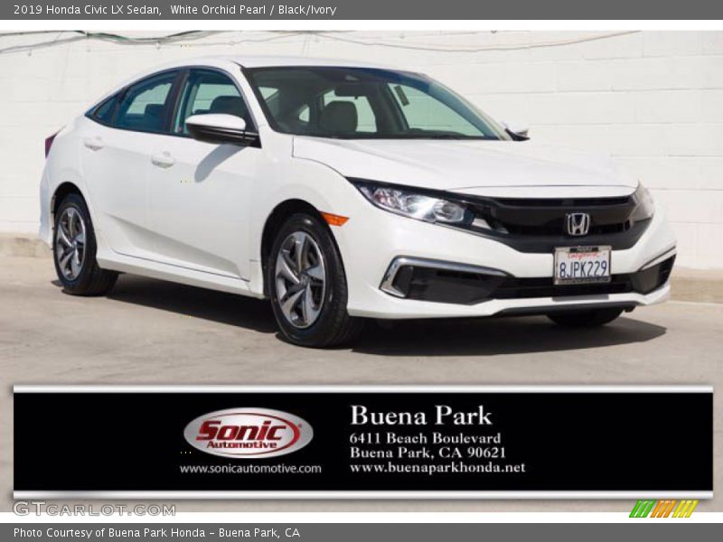 White Orchid Pearl / Black/Ivory 2019 Honda Civic LX Sedan