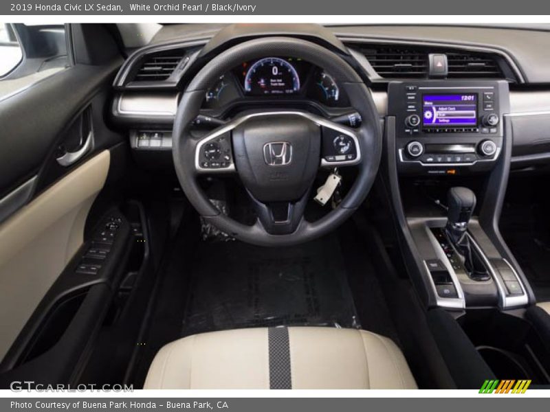 White Orchid Pearl / Black/Ivory 2019 Honda Civic LX Sedan