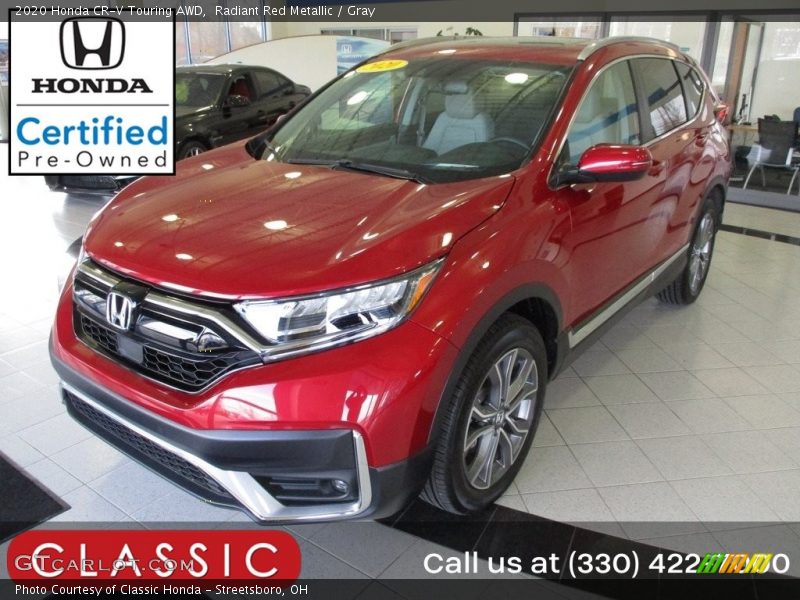 Radiant Red Metallic / Gray 2020 Honda CR-V Touring AWD