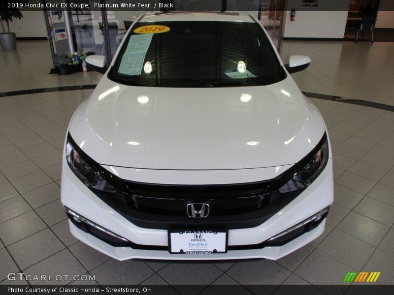Platinum White Pearl / Black 2019 Honda Civic EX Coupe