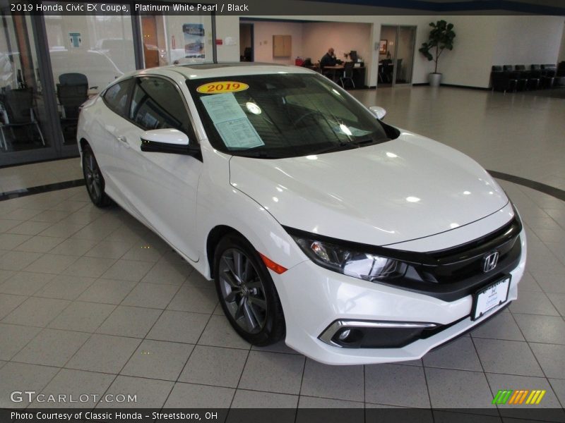 Platinum White Pearl / Black 2019 Honda Civic EX Coupe