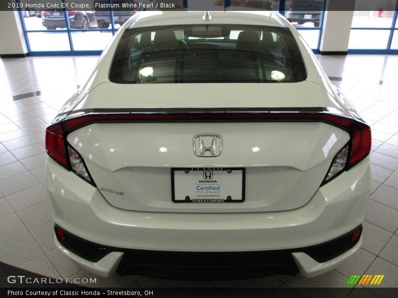 Platinum White Pearl / Black 2019 Honda Civic EX Coupe
