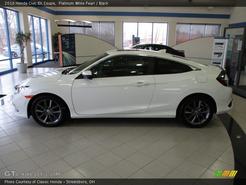 Platinum White Pearl / Black 2019 Honda Civic EX Coupe