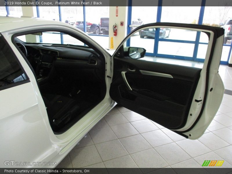Platinum White Pearl / Black 2019 Honda Civic EX Coupe