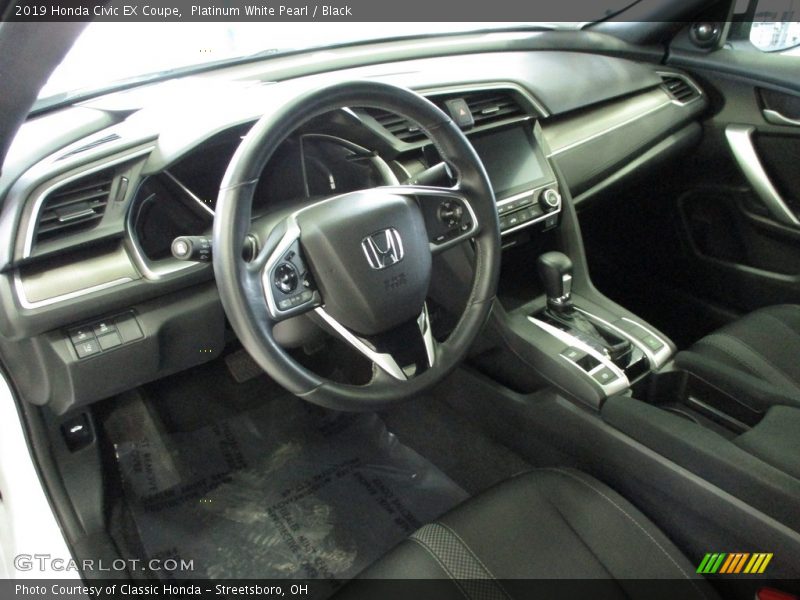 Platinum White Pearl / Black 2019 Honda Civic EX Coupe