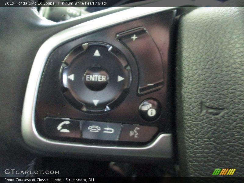 Platinum White Pearl / Black 2019 Honda Civic EX Coupe
