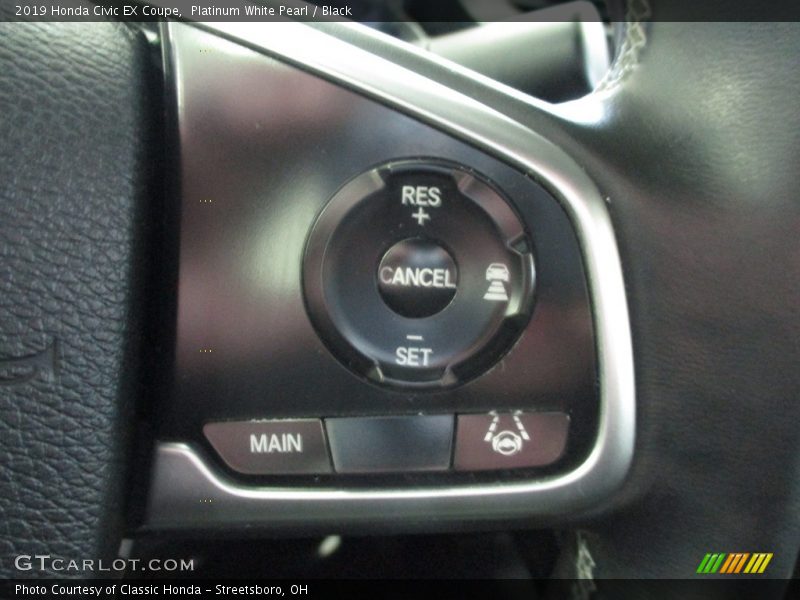 Platinum White Pearl / Black 2019 Honda Civic EX Coupe