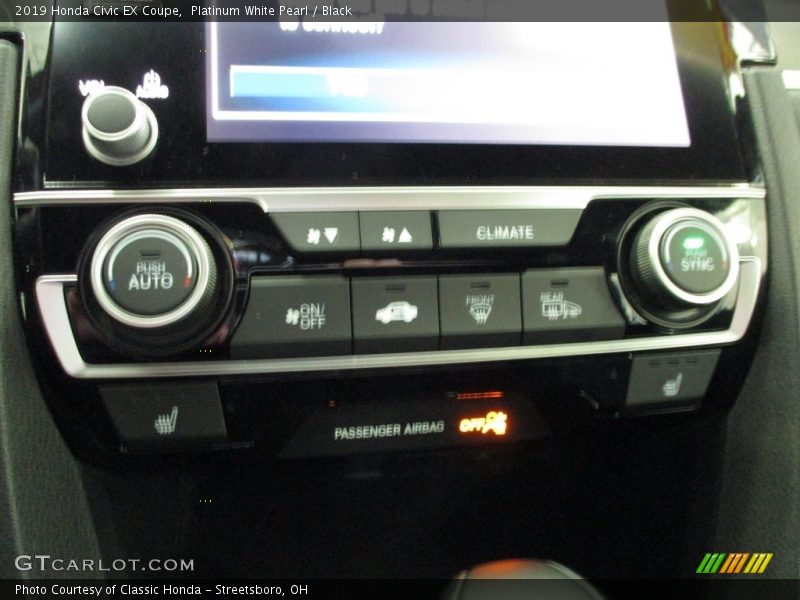 Platinum White Pearl / Black 2019 Honda Civic EX Coupe