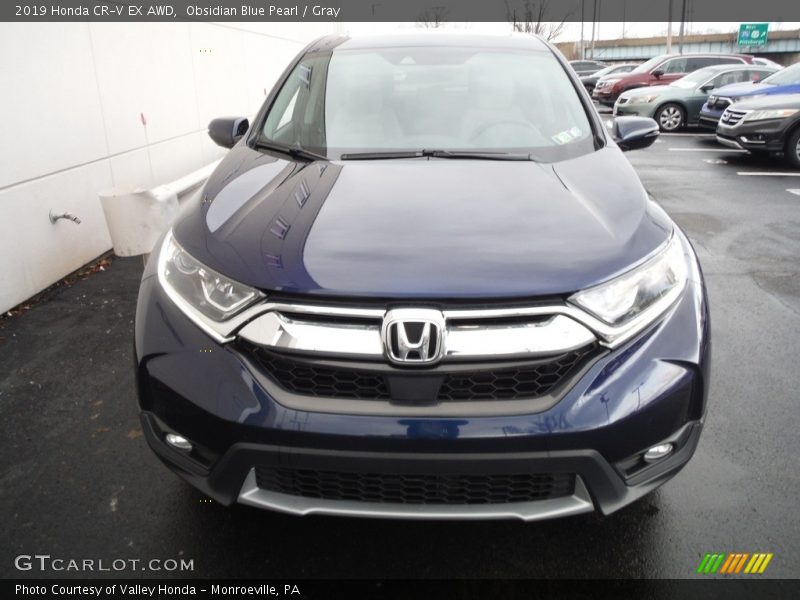 Obsidian Blue Pearl / Gray 2019 Honda CR-V EX AWD