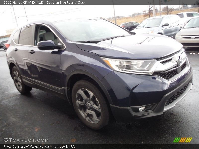Obsidian Blue Pearl / Gray 2019 Honda CR-V EX AWD