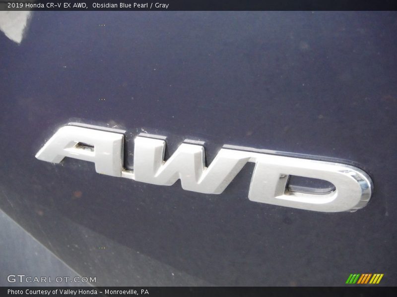 Obsidian Blue Pearl / Gray 2019 Honda CR-V EX AWD