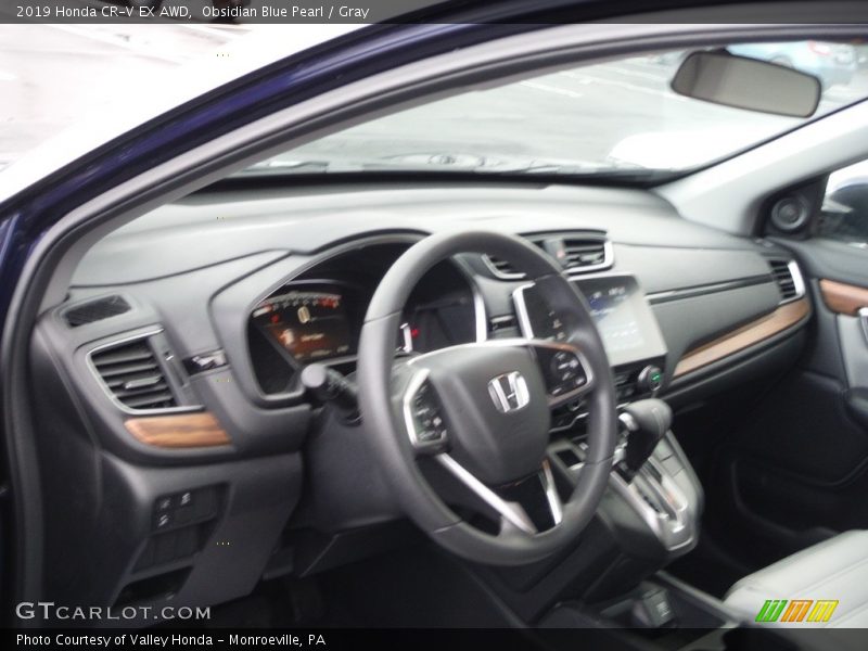 Obsidian Blue Pearl / Gray 2019 Honda CR-V EX AWD