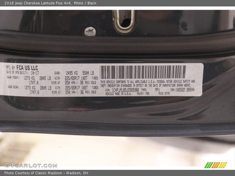 Rhino / Black 2018 Jeep Cherokee Latitude Plus 4x4