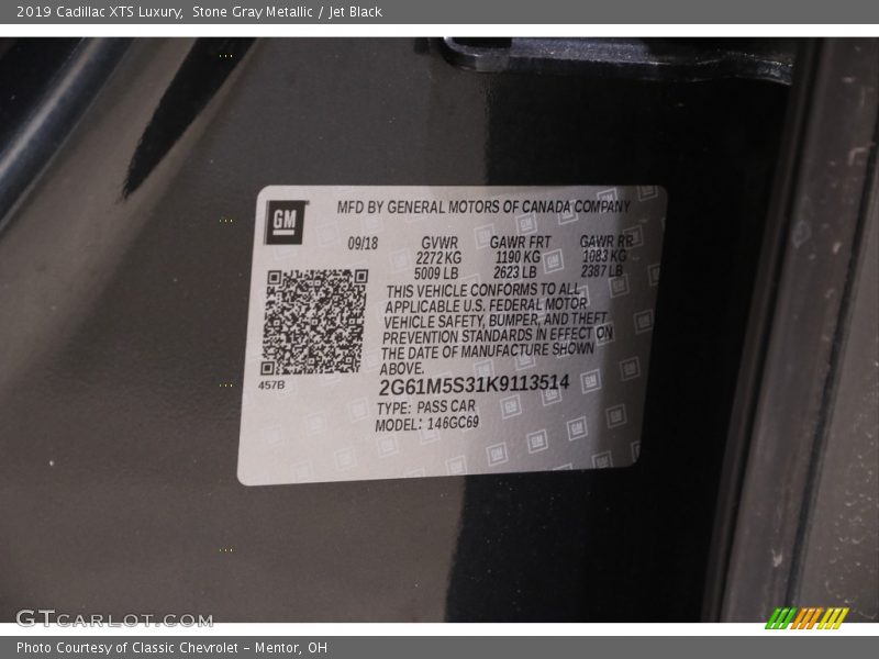 Stone Gray Metallic / Jet Black 2019 Cadillac XTS Luxury