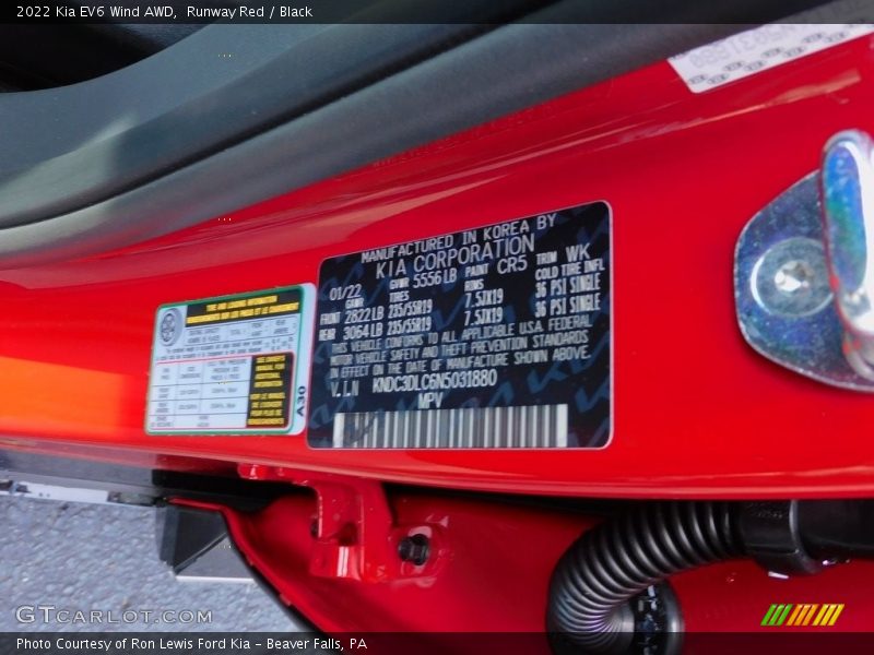 Runway Red / Black 2022 Kia EV6 Wind AWD