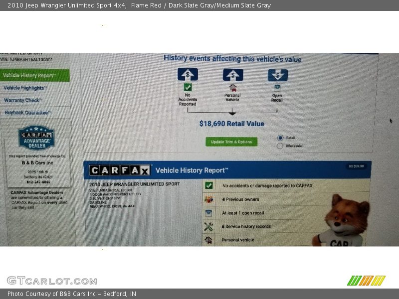 Flame Red / Dark Slate Gray/Medium Slate Gray 2010 Jeep Wrangler Unlimited Sport 4x4
