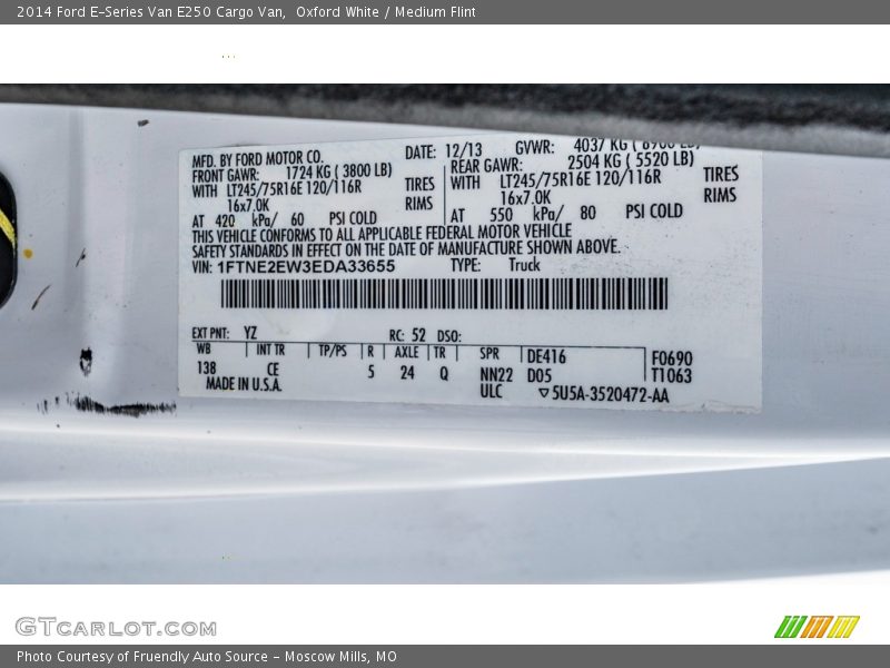 Oxford White / Medium Flint 2014 Ford E-Series Van E250 Cargo Van