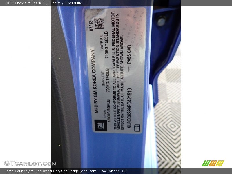 Denim / Silver/Blue 2014 Chevrolet Spark LT
