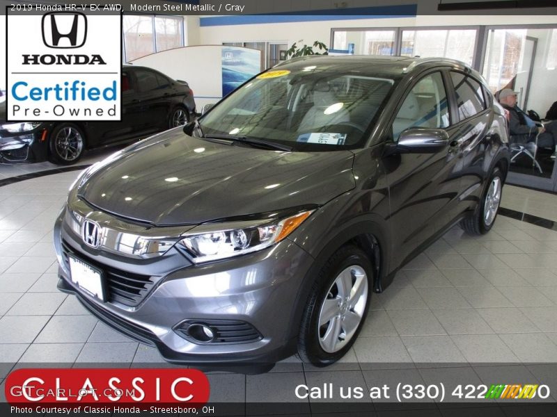 Modern Steel Metallic / Gray 2019 Honda HR-V EX AWD