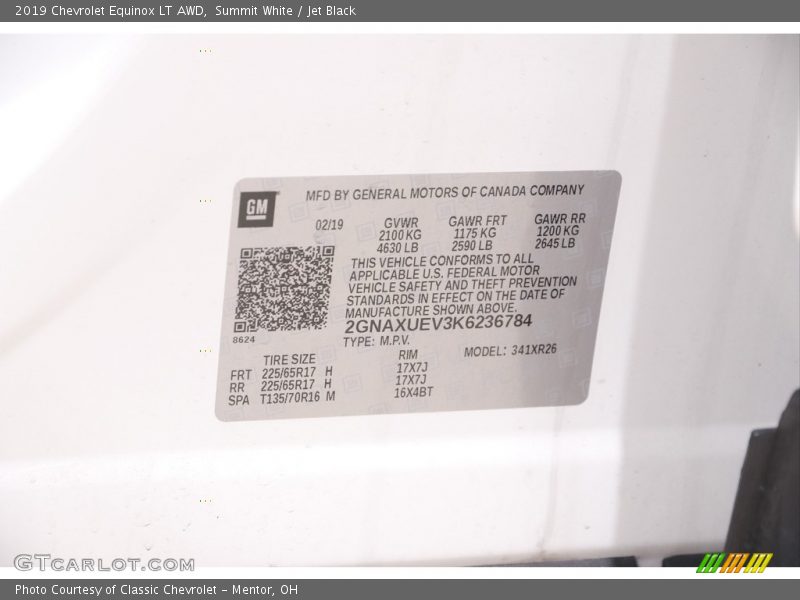 Summit White / Jet Black 2019 Chevrolet Equinox LT AWD