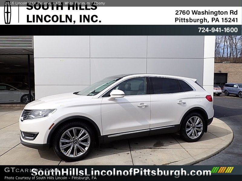 White Platinum / Ebony 2016 Lincoln MKX Reserve AWD