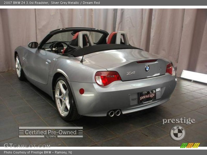 Silver Grey Metallic / Dream Red 2007 BMW Z4 3.0si Roadster