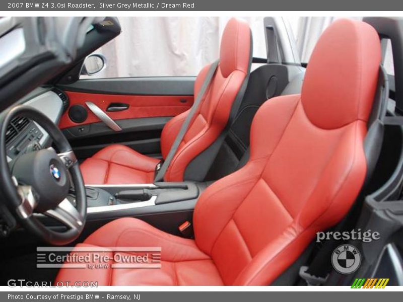 Silver Grey Metallic / Dream Red 2007 BMW Z4 3.0si Roadster