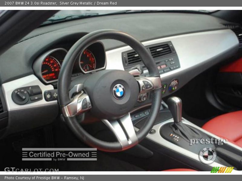 Silver Grey Metallic / Dream Red 2007 BMW Z4 3.0si Roadster