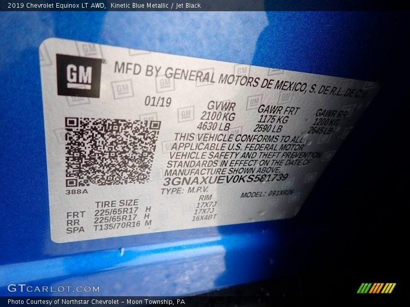 Kinetic Blue Metallic / Jet Black 2019 Chevrolet Equinox LT AWD