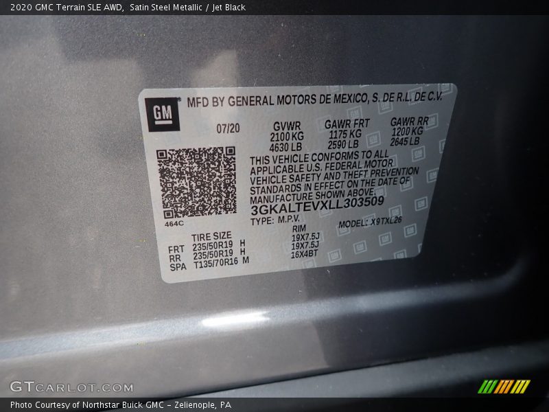 Satin Steel Metallic / Jet Black 2020 GMC Terrain SLE AWD