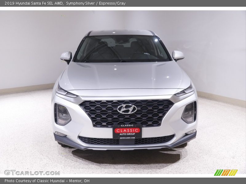 Symphony Silver / Espresso/Gray 2019 Hyundai Santa Fe SEL AWD