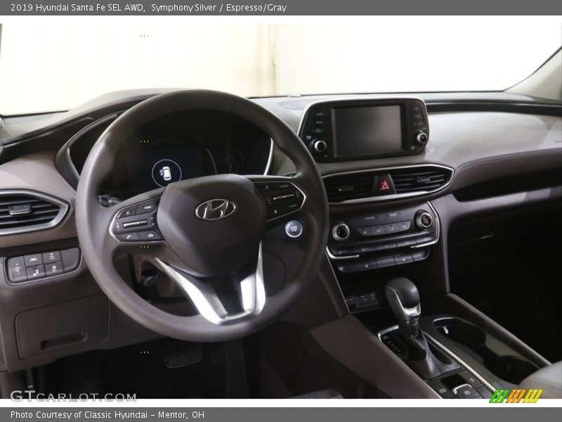 Symphony Silver / Espresso/Gray 2019 Hyundai Santa Fe SEL AWD