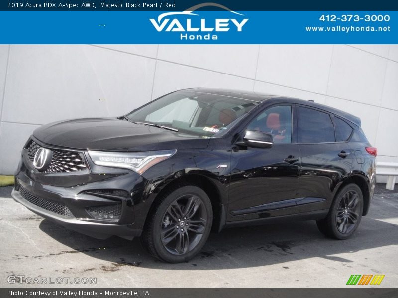 Majestic Black Pearl / Red 2019 Acura RDX A-Spec AWD