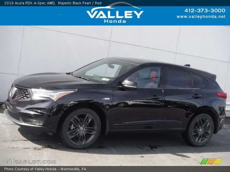 Majestic Black Pearl / Red 2019 Acura RDX A-Spec AWD