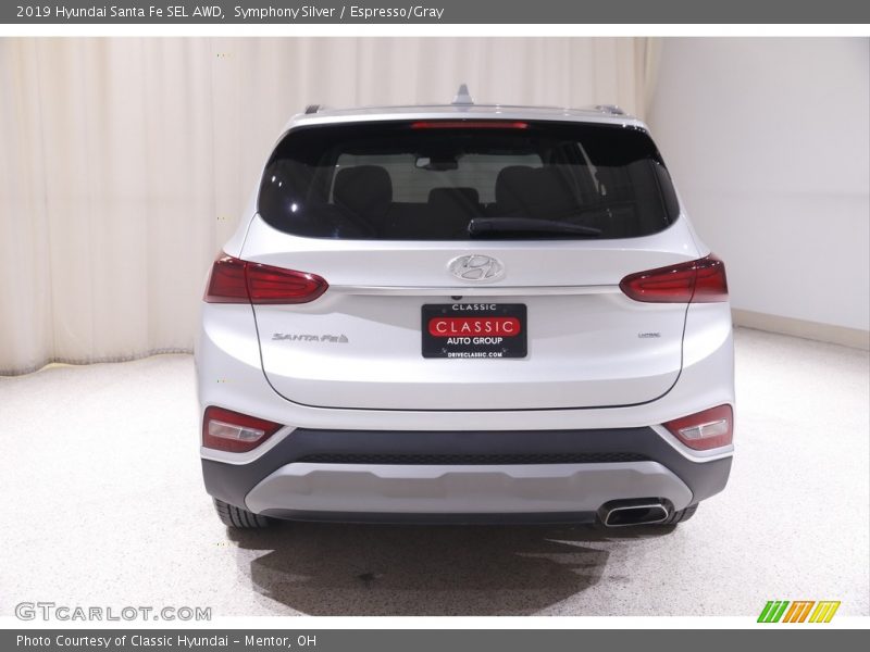 Symphony Silver / Espresso/Gray 2019 Hyundai Santa Fe SEL AWD
